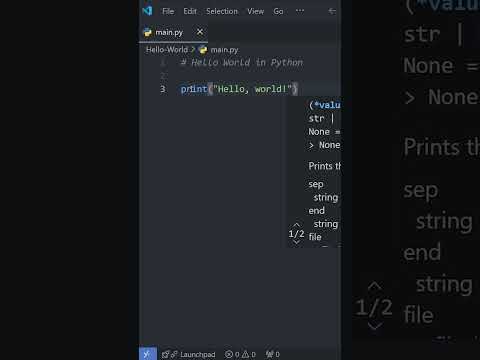 Thumbnail for Python Basics: Your FIRST Program in Under a Minute! 🚀 - video