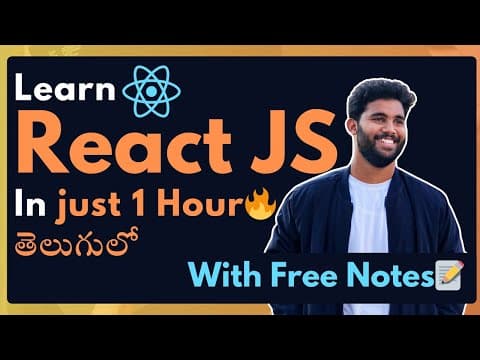 Thumbnail for React JS Tutorial for Beginners (2025) 🔥📝 | Learn Components, JSX, Props, Vite & Virtual DOM Quick - video